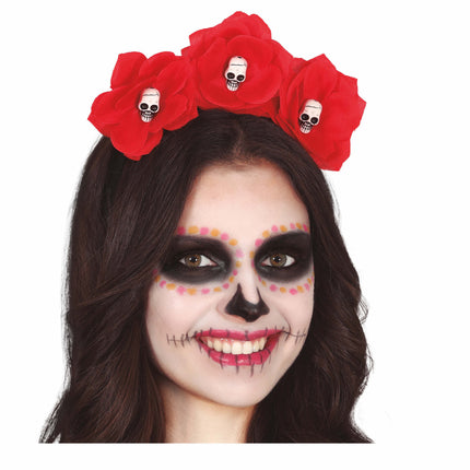 Diadema Flores Con Calaveras