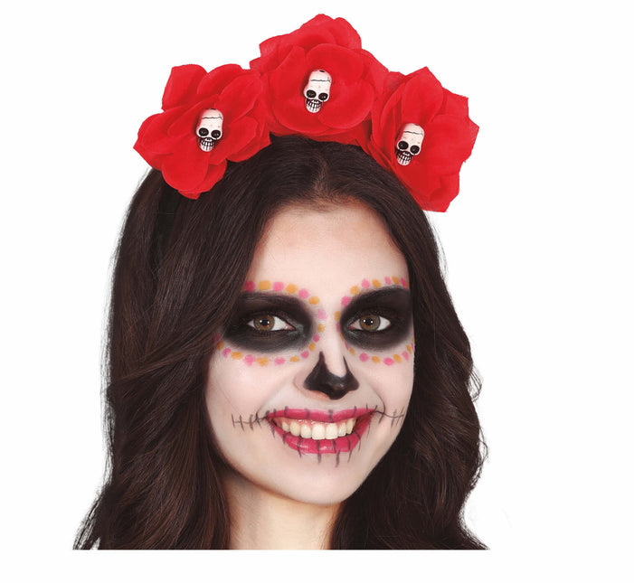 Diadema Flores Con Calaveras