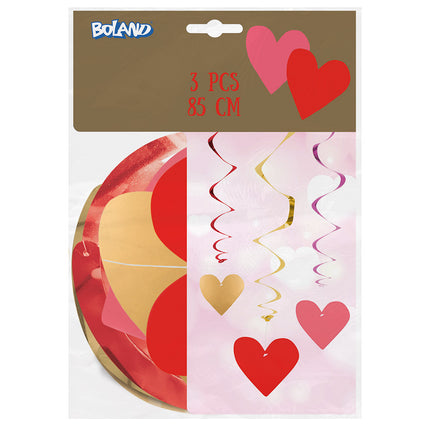 Decoración Colgante Corazones 85cm 3pcs