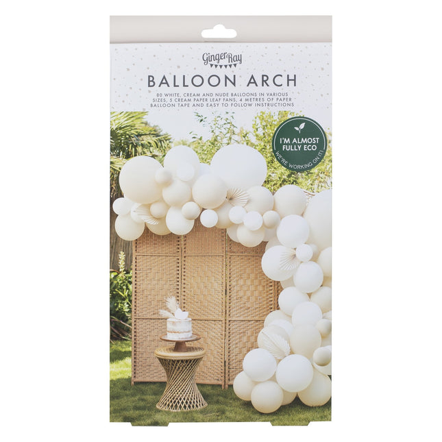 Abanicos de Arco de Globo Beige Blanco DIY Set