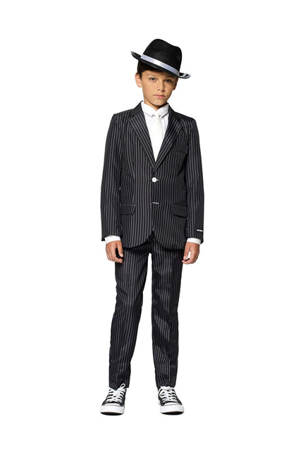 Traje negro a rayas Gangster Niño Suitmeister