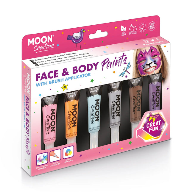 Moon Creations Pintura facial con pincel aplicador naranja 15ml