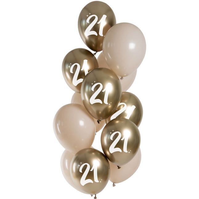 Globos de Oro 21 Años Cromados 33cm 12pcs