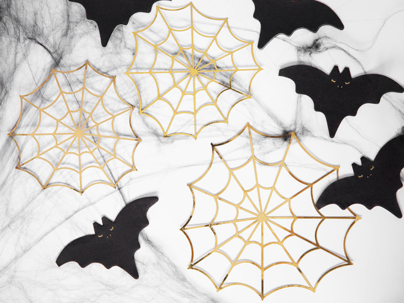 Decoración de Halloween Tela de Araña Set Dorado 3 piezas