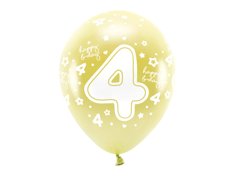 Globos 4 Años Oro 33cm 6pcs