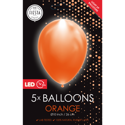 Globos Led Naranja 26cm 5pcs