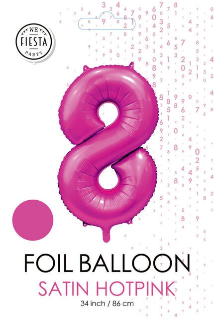 Globo Figura Fucsia 8 Años Brillo 86cm