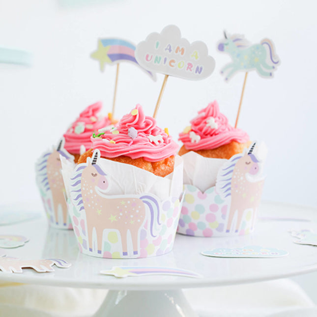 Unicorn Cupcake Toppers Arcoiris 12 piezas