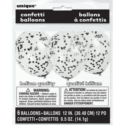 Globos Confeti Negro 40cm 6pcs