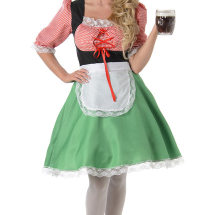 Vestido Dirndl Oktoberfest Rojo Verde