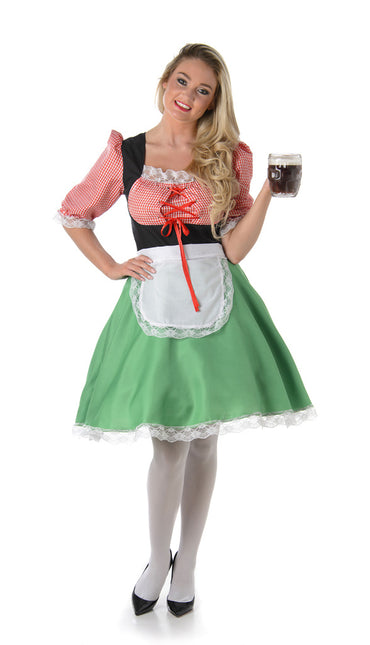 Vestido Dirndl Oktoberfest Rojo Verde