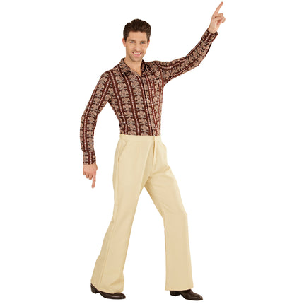 Pantalones Disco 70S Beige Hombre