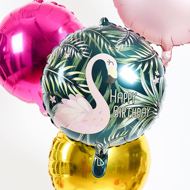 Globo de Helio Feliz Cumpleaños Flamingo Vacío 45cm