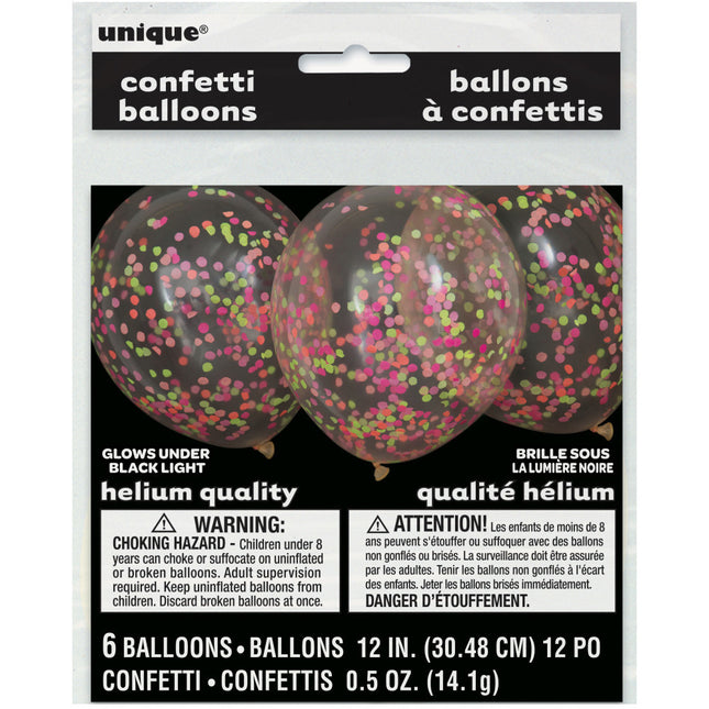 Globos Confeti Color Neón 30cm 6pcs