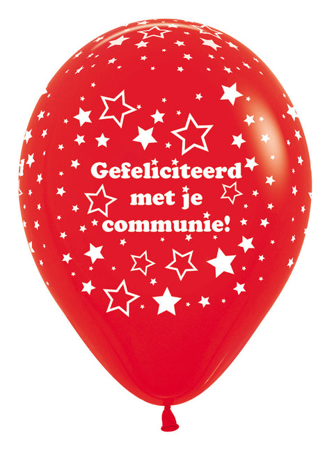 Globos Estrellas Comunión Rojo 30cm 25pcs