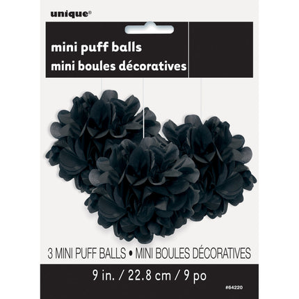 Pompón Negro 20cm 3pcs