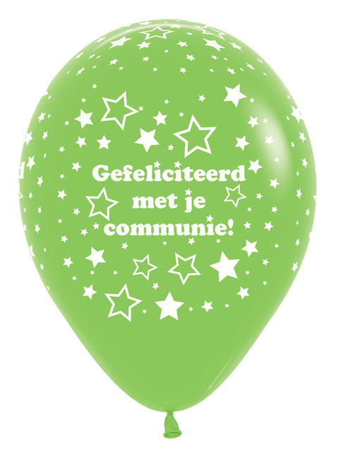 Globos Comunión Estrellas Verde Lima 30cm 25pcs