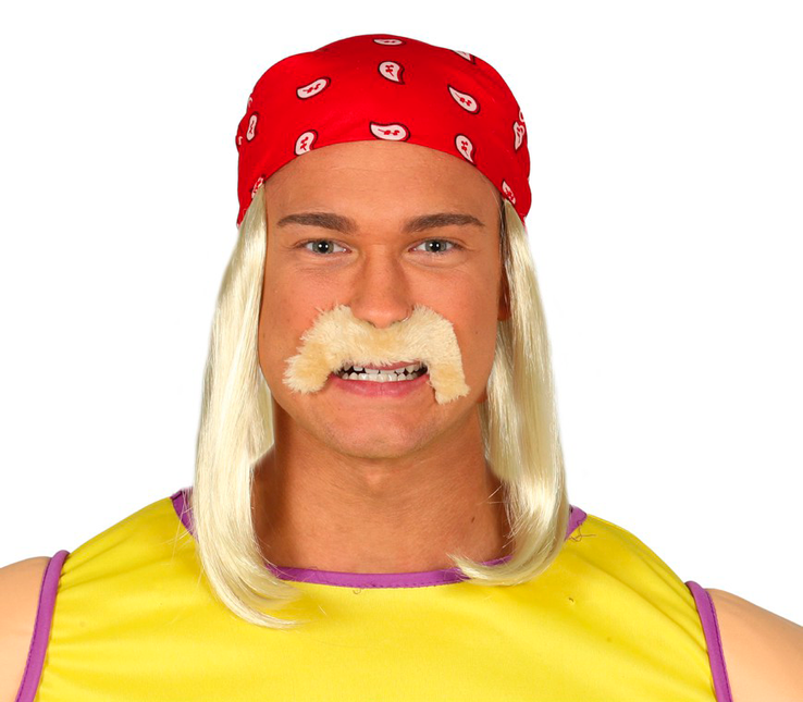 Peluca y bigote del luchador Hulk Hogan