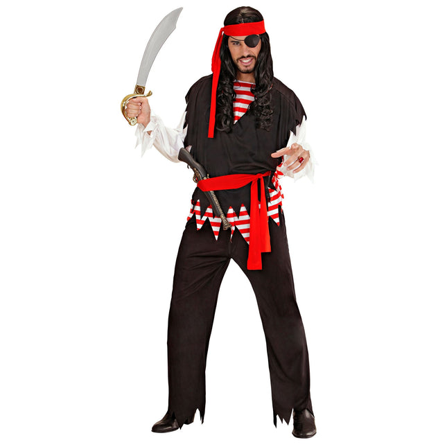 Disfraz de Pirata Rojo Negro Rayas Hombre