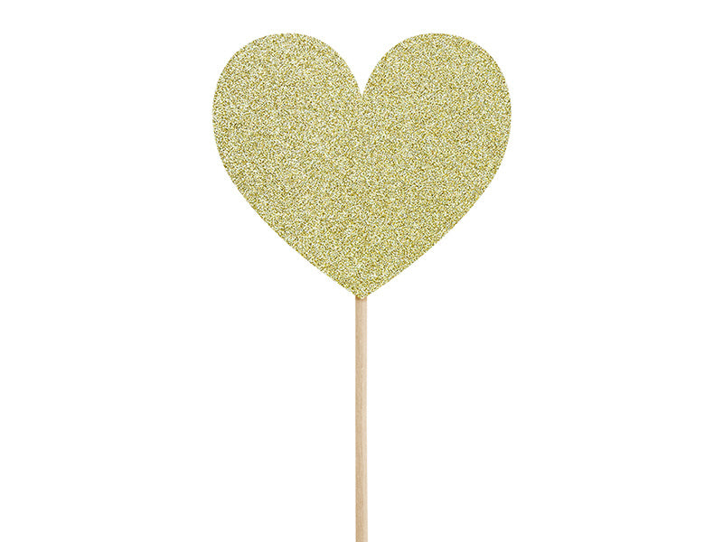 Cake topper Corazones Oro 6pcs