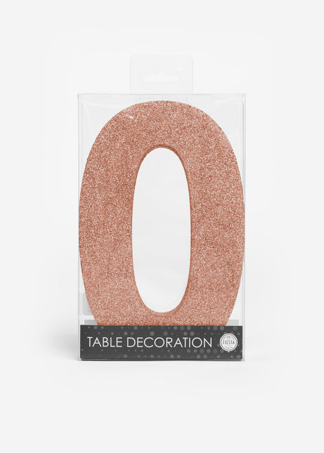 Decoración de Mesa Oro Rosa Figura 0 Purpurina 20,5cm