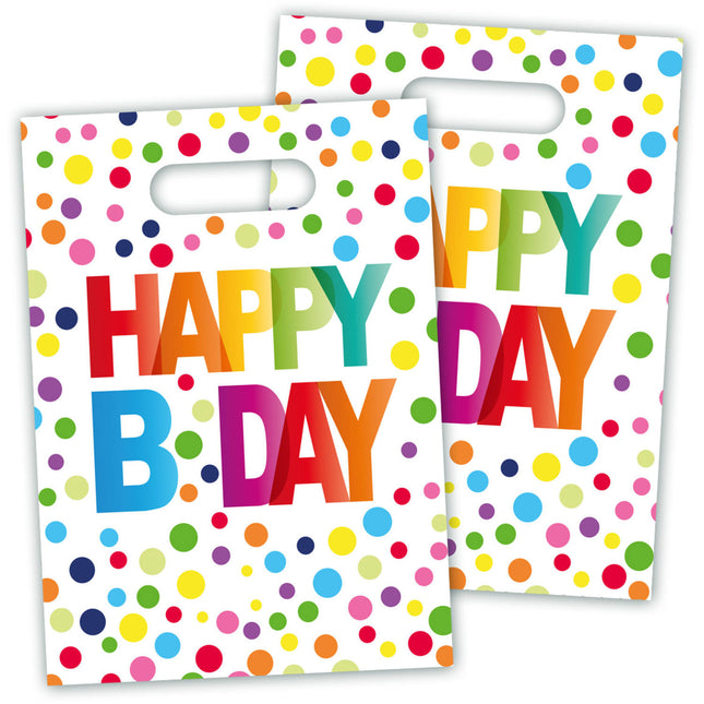 Bolsas de regalo de cumpleaños Happy Birthday Dots 8pcs