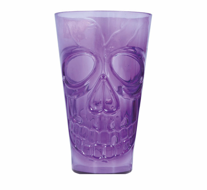 Calavera de cristal morada de Halloween 15cm