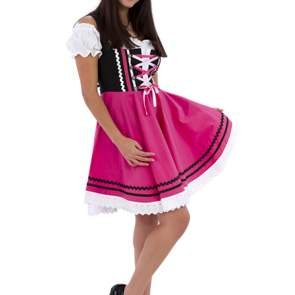 Oktoberfest Vestido Dirndl Oktoberfest Negro Rosa Señoras 2 Piezas