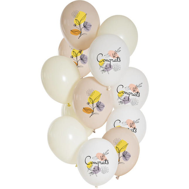 Globos Congrats Flores 33cm 12pcs