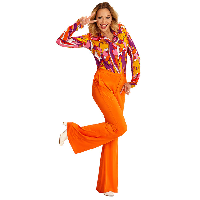 Pantalón Disco 70S Naranja Mujer