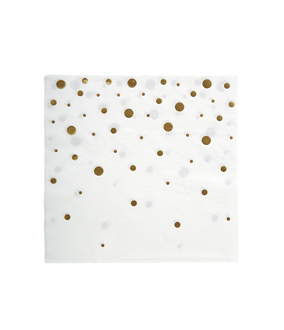 Servilletas Gold Dots Blanco 17cm 16pcs