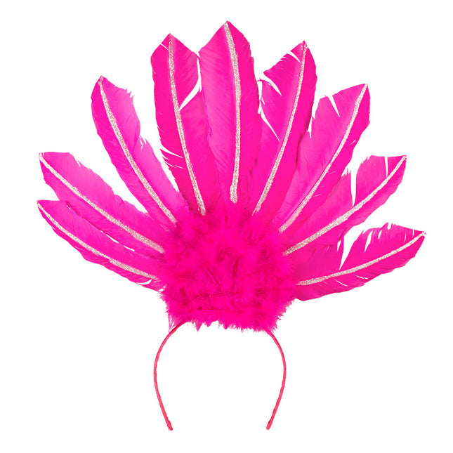 Diadema de plumas rosa