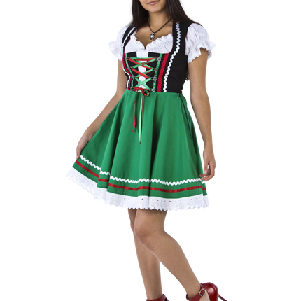 Oktoberfest Vestido Dirndl Oktoberfest Negro Verde Señoras 2 Piezas