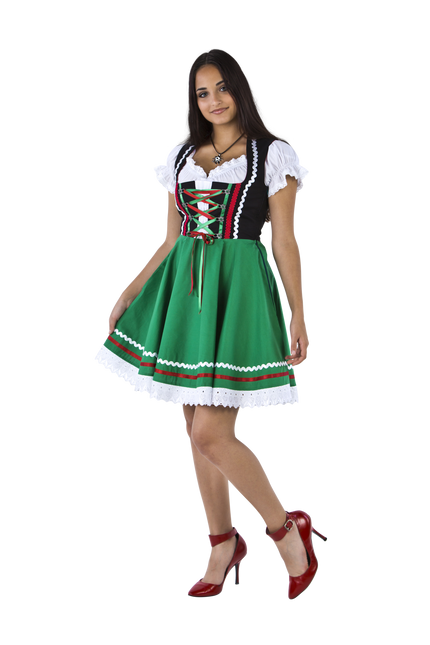 Oktoberfest Vestido Dirndl Oktoberfest Negro Verde Señoras 2 Piezas