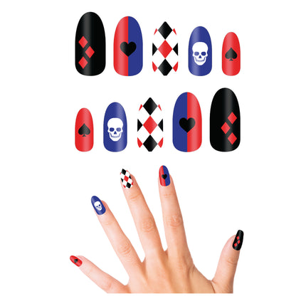 Halloween Uñas postizas Harley Quin 10pcs