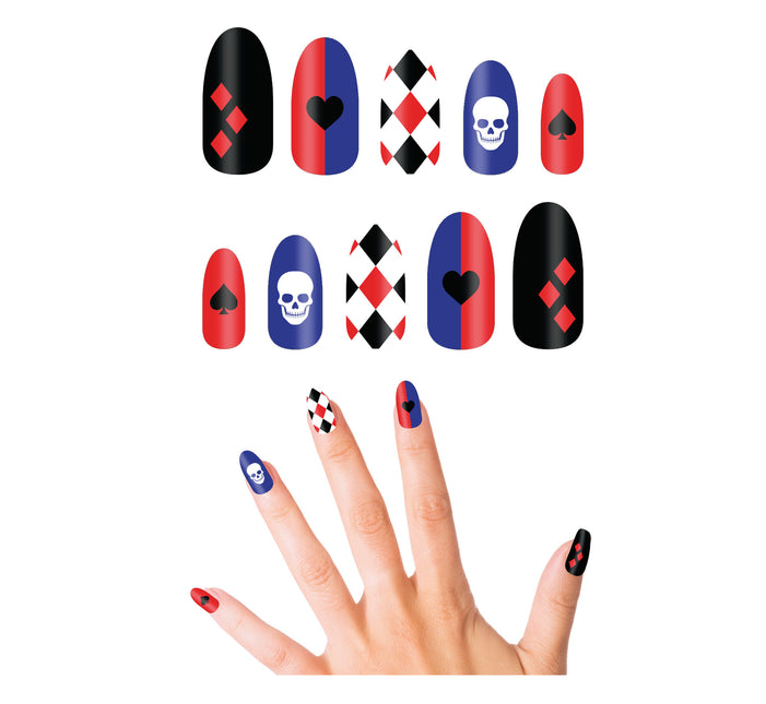 Halloween Uñas postizas Harley Quin 10pcs