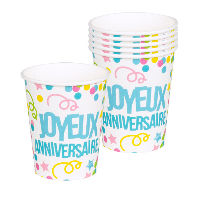 Tazas Joyeux Anniversaire 250ml 6uds.