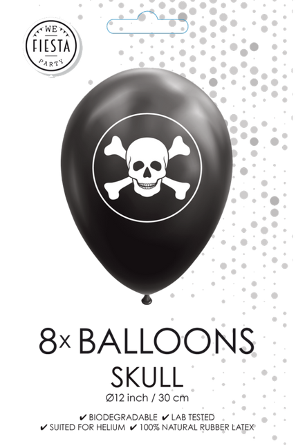 Globos Piratas Negros 30.5cm 8pcs