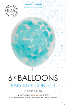 Globos Confeti Azul Claro 30cm 6pcs