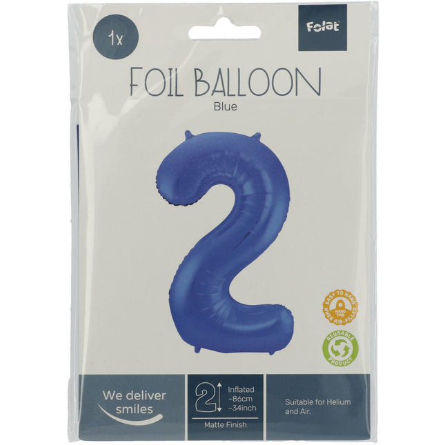 Globo Figura 2 Azul Mate XL 86cm vacío