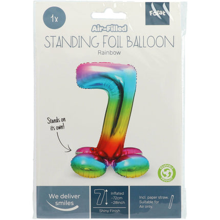 Globo Foil Figura 7 Arco Iris con soporte 72cm