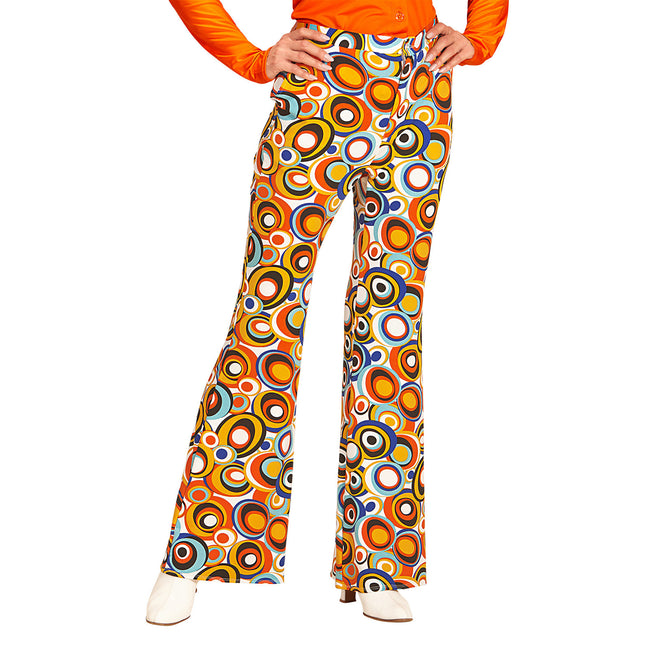 Pantalón Disco 70S Azul Naranja Mujer