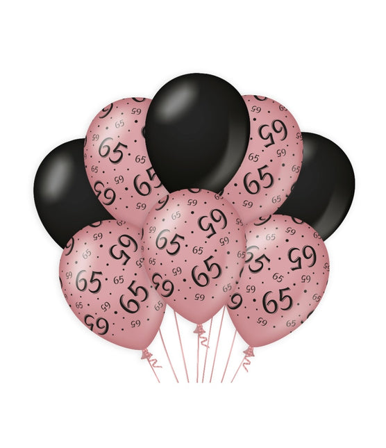 Globos 65 Años Rosa Negra 30cm 8pcs