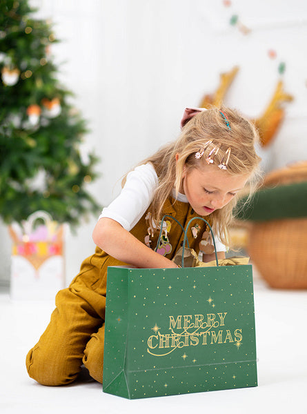 Bolsa regalo Feliz Navidad Verde 32,5cm