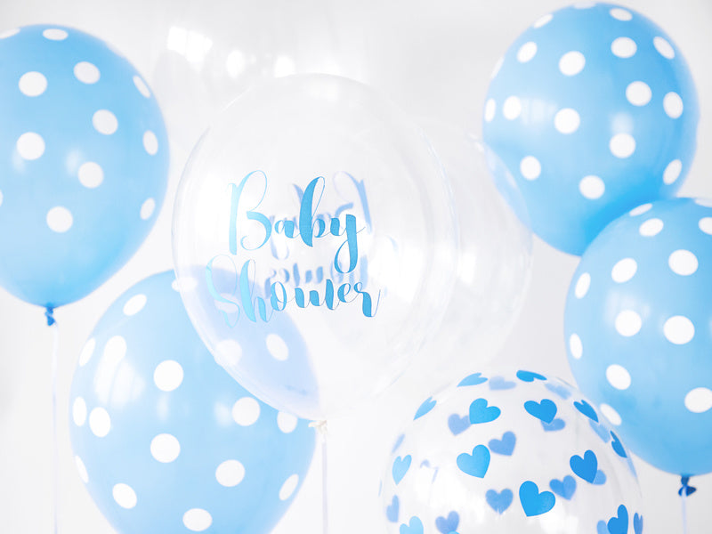 Globos Azul Claro Lunares Blancos 30cm 6pcs