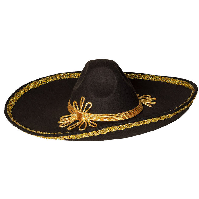 Sombrero Negro Carlos 55cm