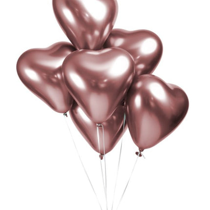 Globos Corazón Oro Rosa 30cm 6pcs