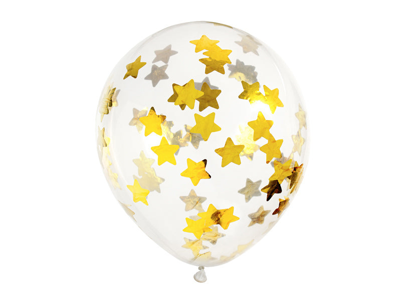 Globos Confeti Estrellas Doradas 30cm 6pcs