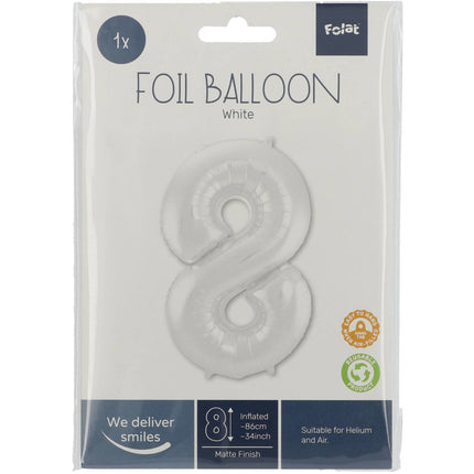 Globo Foil Figura 8 Blanco Mate XL 86cm vacío