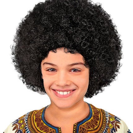 Peluca Negra Afro Niño